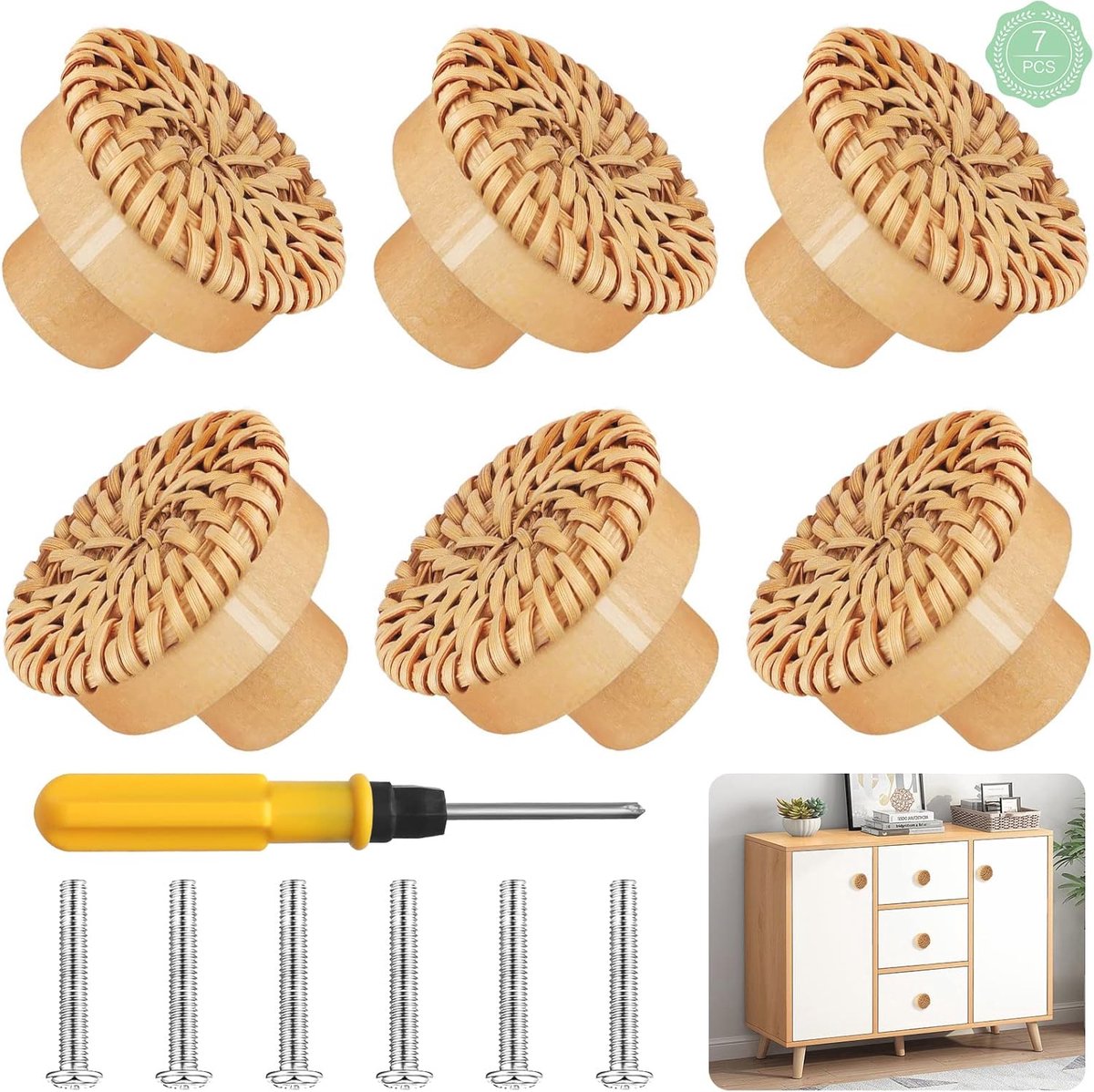 Ronde Houten Lade Knoppen 40 mm - Vintage Kast Handvatten (6 Stuks)