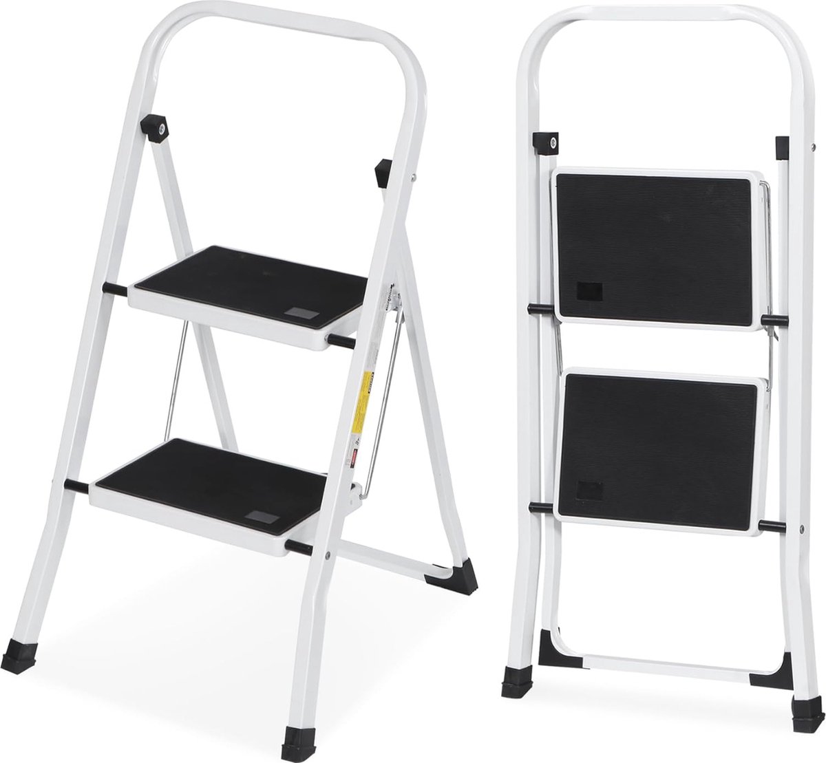 Draagbare 2-traps vouwladder met antislip pedaal - 350 lbs draagvermogen voor keuken en huishouden