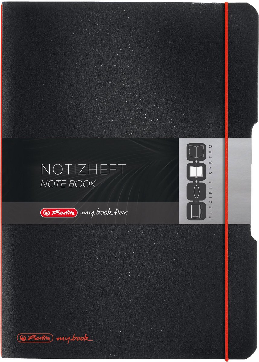 Notizheft my.book flex A4 PP 2x 40Bl. kar/lin schwrz