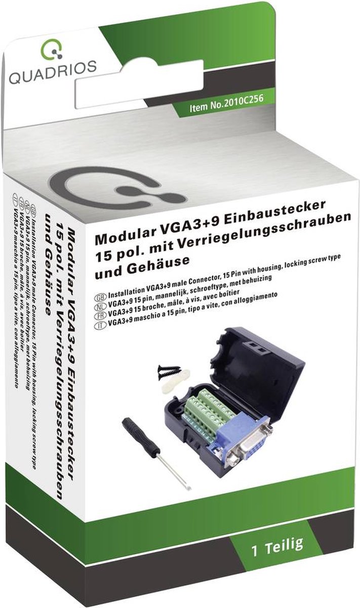 Quadrios 2010C256 VGA-connector Stekker, recht Aantal polen: 15 Zwart 1 set(s)