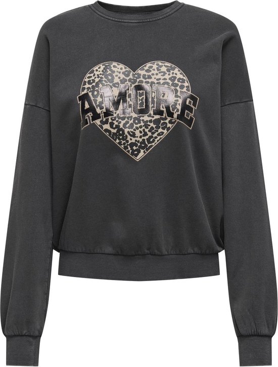 ONLY ONLLAUREN L/S LEO O-NECK CC SWT Dames Trui - Phantom Amore