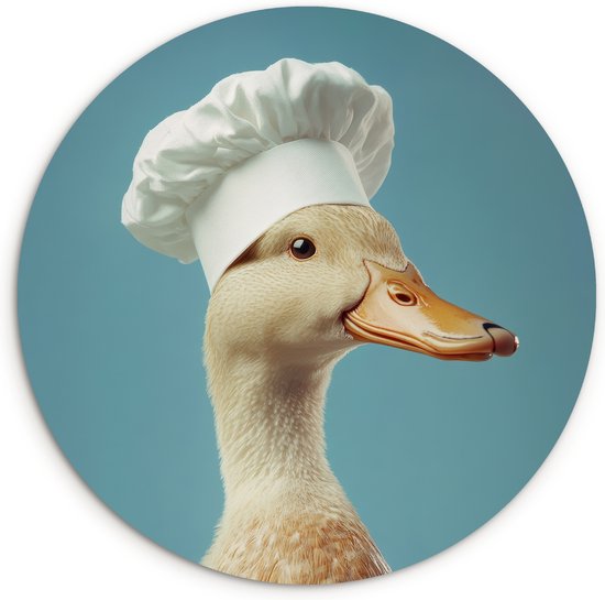 WallCircle® Cercle mural 30x30 cm - Cercle mural Canard - Toque - Mignon - Vogel - Décoration murale salon - Décoration murale cuisine - Accessoires de décoration de chambre - Tableaux ronds
