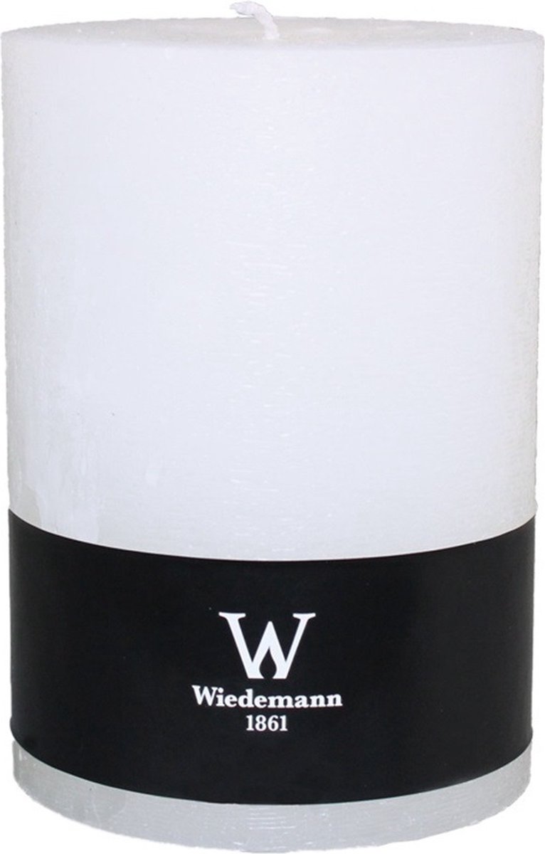 Wiedemann Cilinderkaars/stompkaars - groot model - rustieke kaars - wit - 10 x 14 cm - 100 branduren