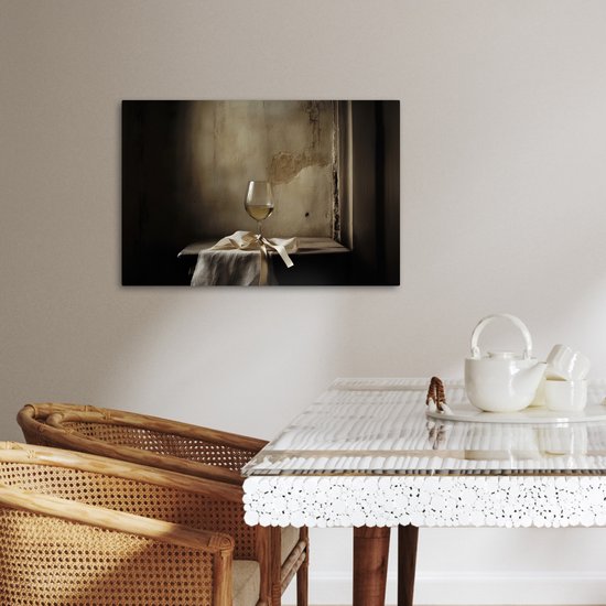 Peinture sur toile 60x40 cm - Décoration murale Noeud - Beige - Witte - Vin - Accessoires de Décoration murale - Décoration murale de Cuisine - Peintures sur toile