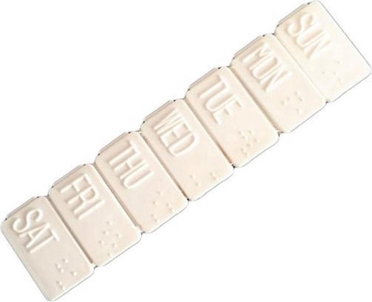Goedkoopste Knaak Pillendoos 7 dagen indeling - Pillendoosje voor 1 week - Met Braille Aanduiding - Dagaanduiding - Wit
