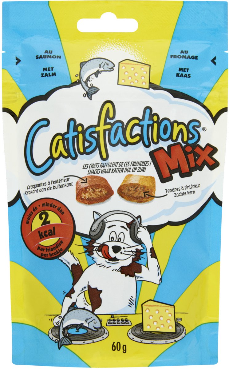 Catisfactions Kattensnoepjes - Mix - Zalm/Kaas - Kattensnack - 60 g