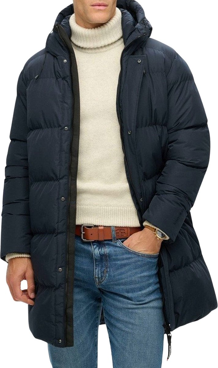Superdry HOODED SPORTS PUFFER MID JKT Heren Jas Blauw