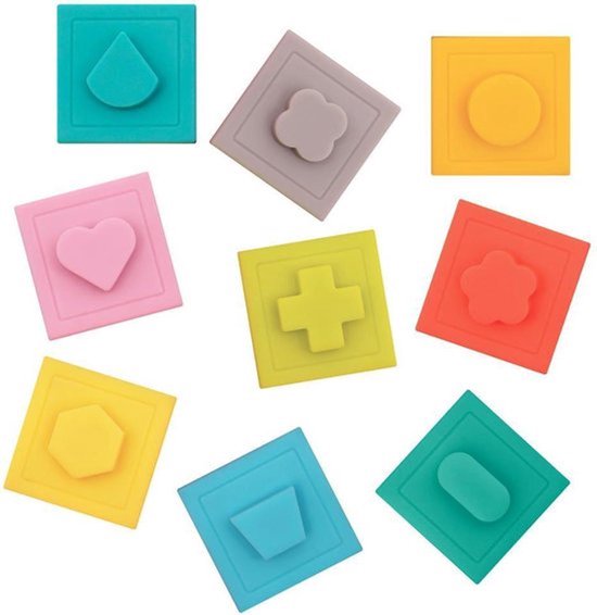 Blokken Set - LUDI Baby - Zachte Babyblokken met Ribbel Textuur van Merkloos — afbeelding 5
