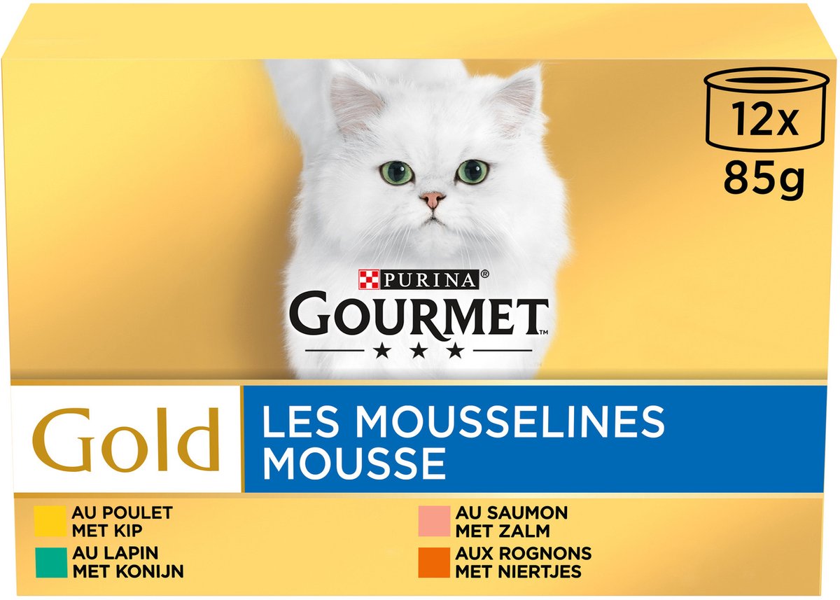 36 + 12 gratis! 48 x 85 g Gourmet Gold Kattenvoer - Mix (Konijn, kip, zalm & nieren)