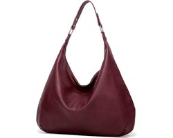 Dames Handtassen-Schoudertassen - Damesmode - Vintage/PU Leer/Hobo Tassen - Schoudertas Bag with Zip - Bordeaux