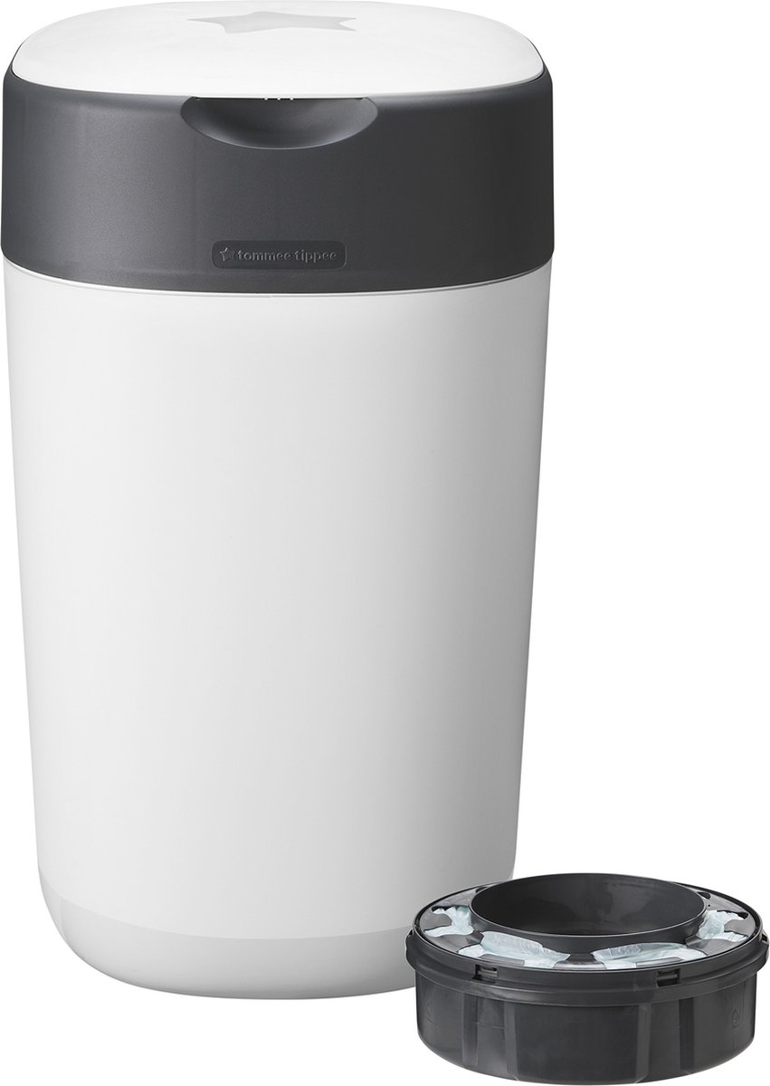 Tommee Tippee Twist & Click Luieremmer milieuvriendelijker systeem inclusief 1 navulcassette met duurzaam geproduceerde antibacteriële GREENFILM wit
