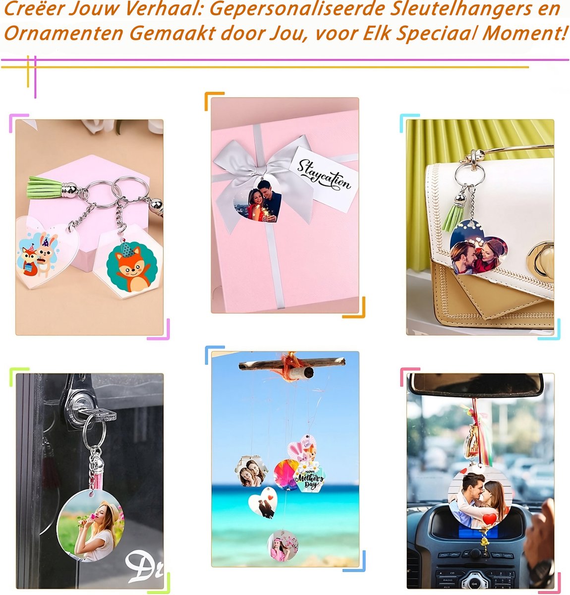 155-Delig DIY Sleutelhangers Maken Knutselpakket met Sleutelringen, Kwastjes, Blanco Transparant Plastic Plexiglas - Foto/Sleutellabels Personaliseren - Knutselen Meisjes, Jongens, Volwassenen Sieraden Hobby - Leeg Acryl Plaat Keychain Graveren — afbeelding 4
