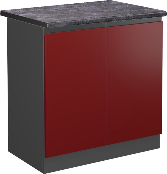 Vicco Meuble vasque R- Line, Rouge/Anthracite, 80 cm, WB Anthracite