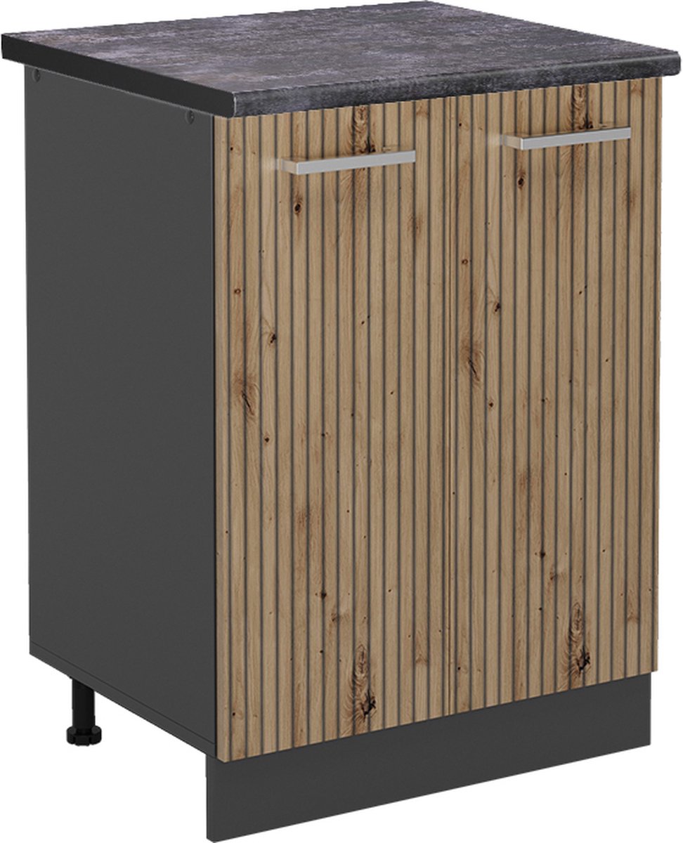 Vicco R-Line Keukenonderkast – 60 cm, WB Antraciet Artisanaal eiken Artisanaal eiken/Antraciet