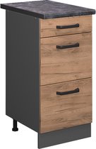 Vicco Élément bas de cuisine R- Line, Chêne puissant or/Anthracite, 40 cm avec tiroirs, WB Anthracite