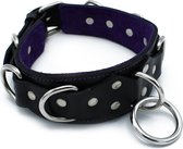 Kiotos - Zwarte Lederen Collar Deluxe met O-Ring en Multi-D-Ringen