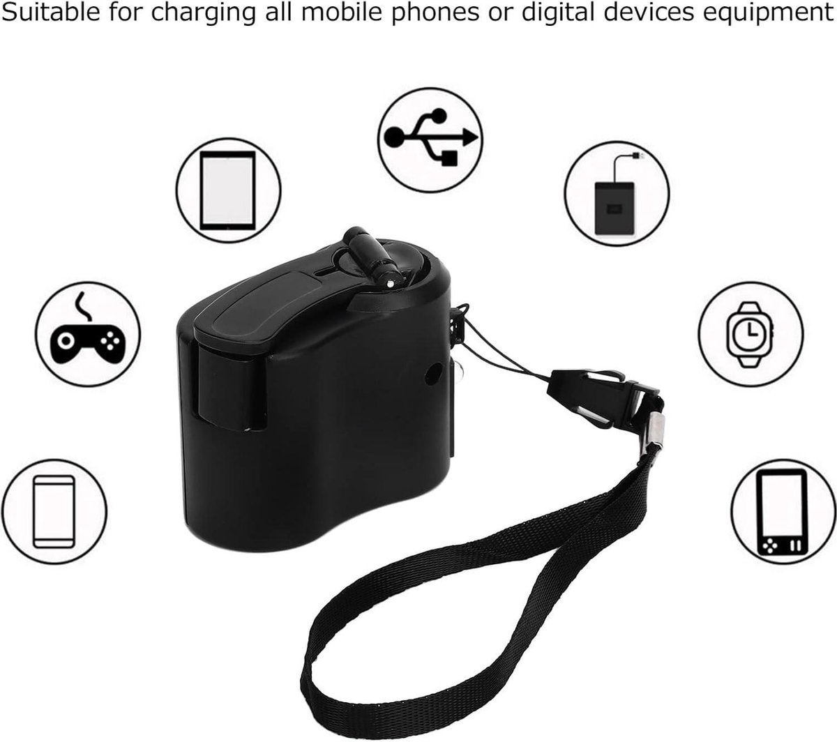 Draagbare USB Hand Crank Telefoon Oplader - Emergency Power Bank voor Outdoor - Wandelen Camping - Zwart . – foto 7