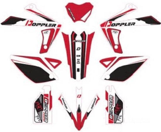 Kit autocollant stickers Doppler pour moto Rieju 50 MRT 19 pièces rouge Neuf