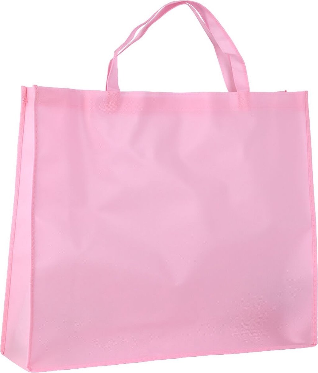 Shopper Bag - 10 stuks - Roze - 54x45x14cm - Non Woven - Shopper tas