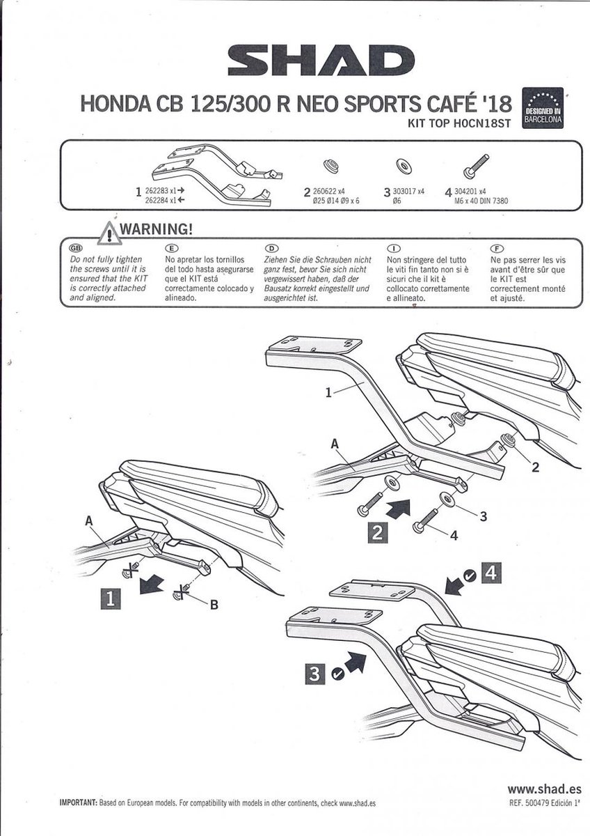 SHAD Top Master Achter Montage Honda CB125R Neo Sports Cafe