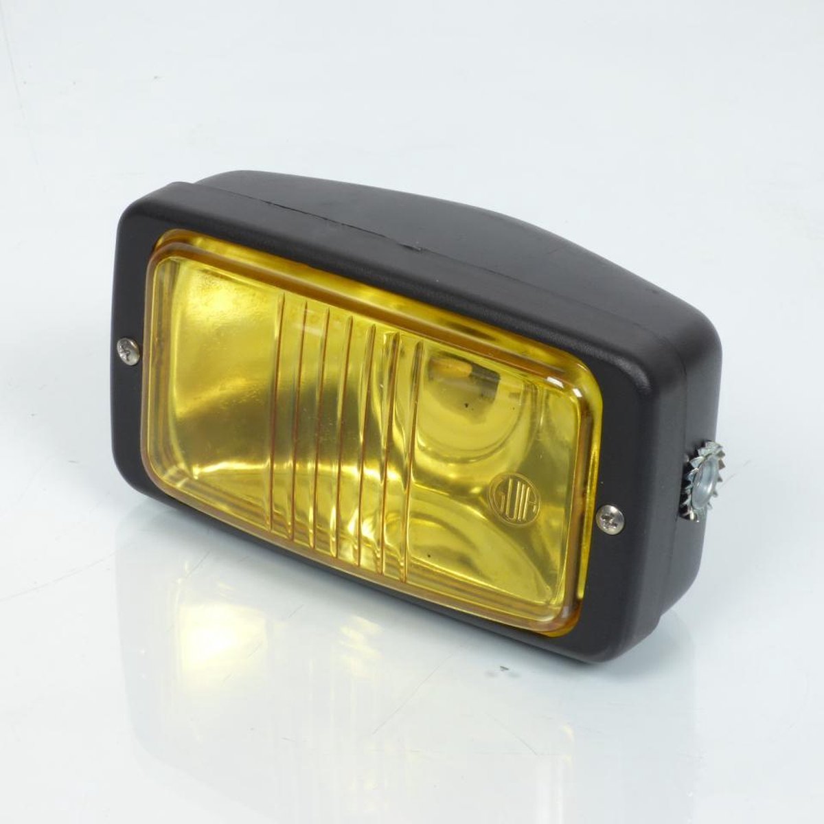 Rechthoekige koplamp optiek zwart geel glas universeel voor vintage motorfiets cyclo