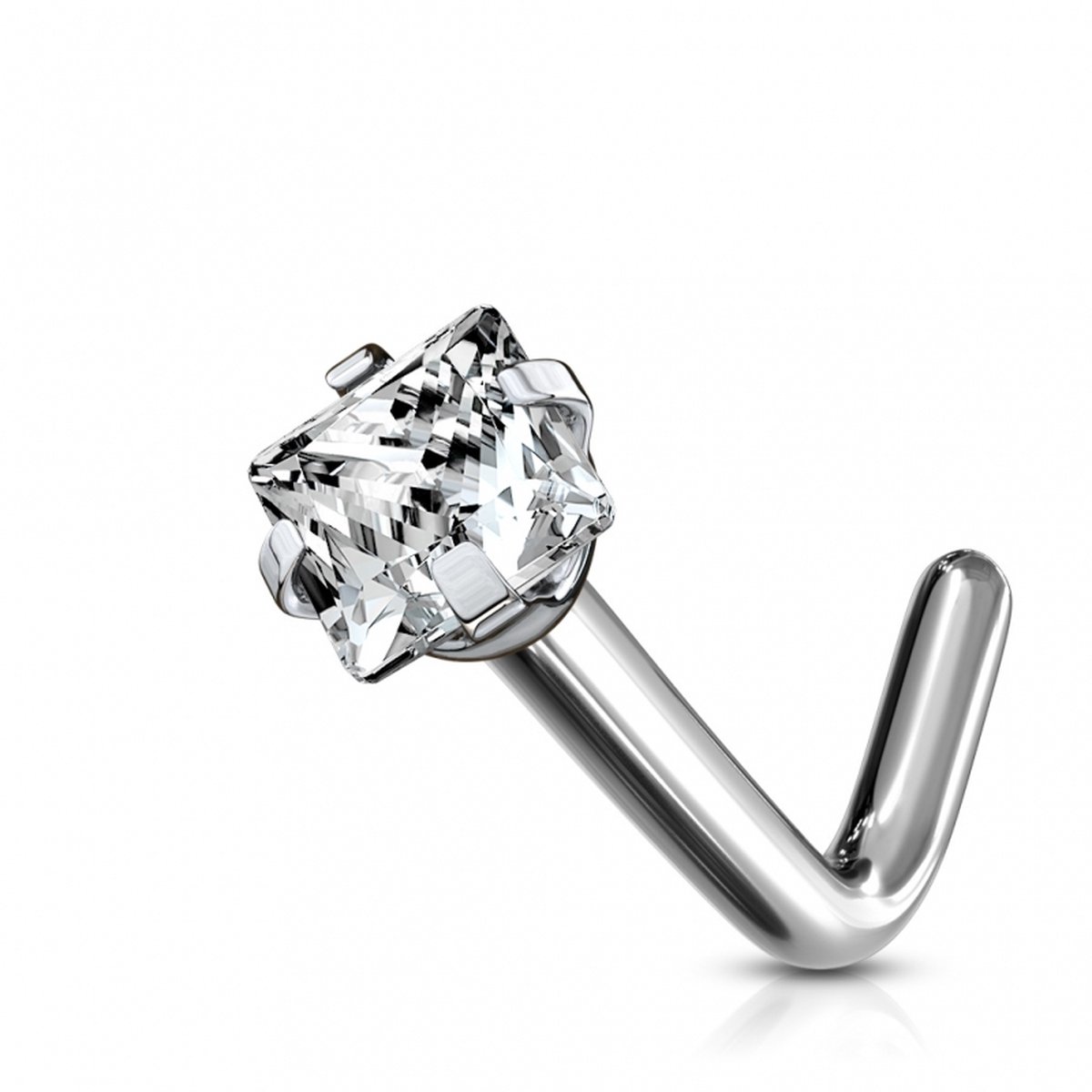 Neuspiercing titanium vierkant top 3mm - zilver - LMPiercings