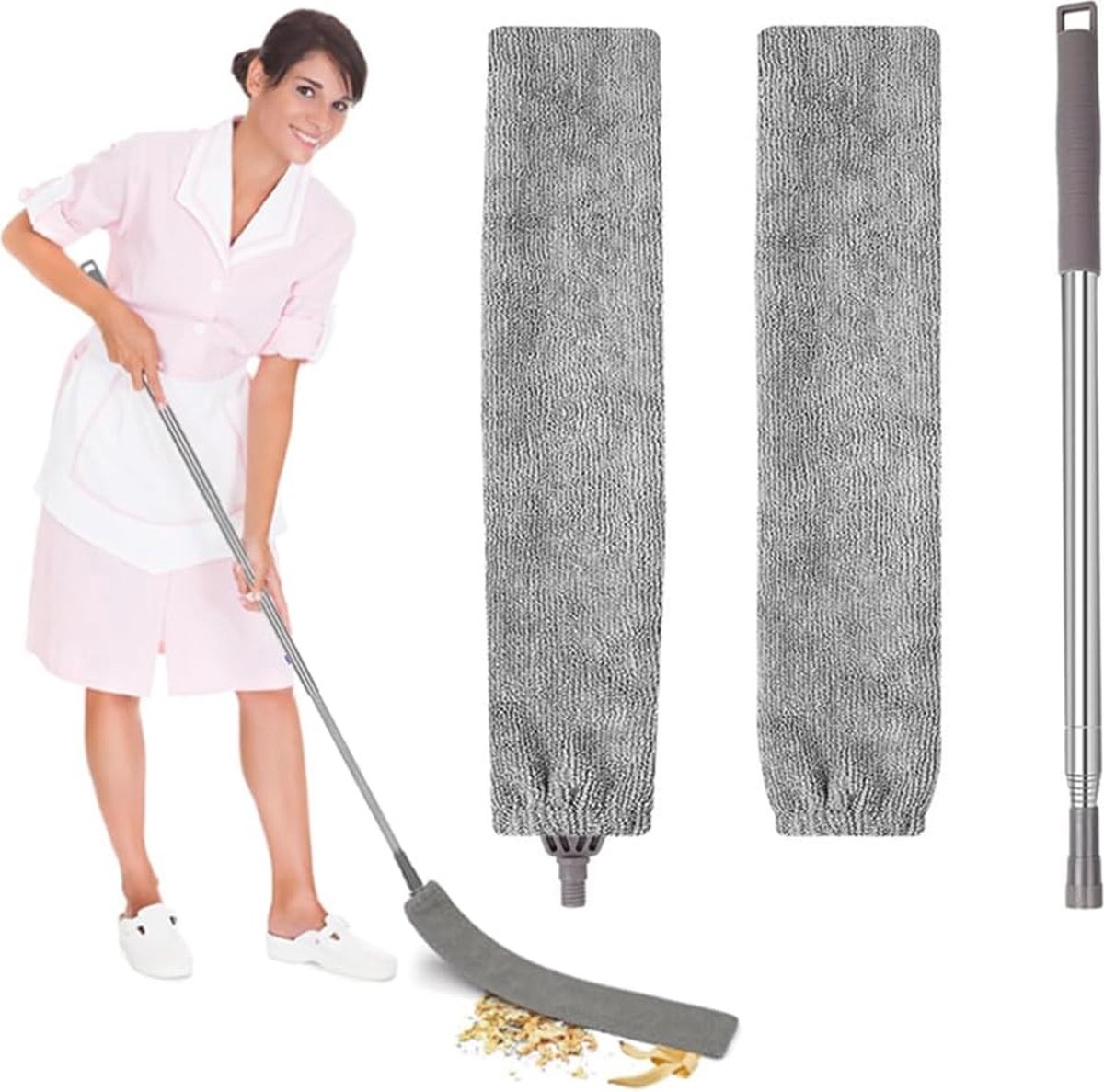 Goedkoopste Flexibele Telescopische Stofborstel voor Spleten en Hoeken - Multifunctionele Microvezel Mop voor Thuisgebruik