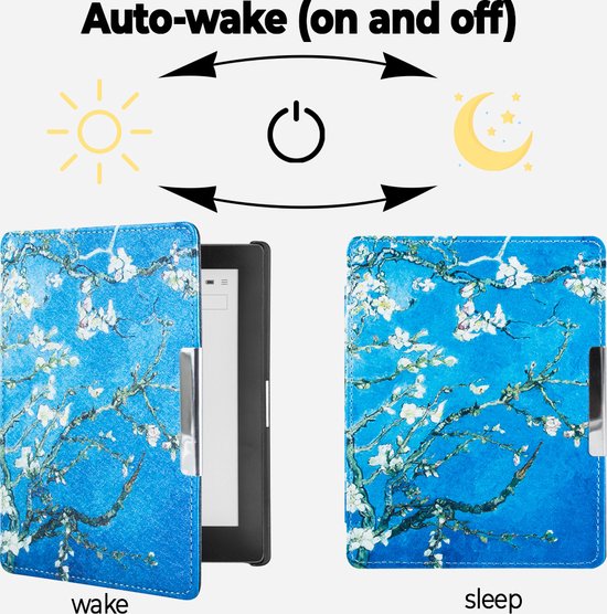 Lunso Geschikt voor Kobo Aura Edition 1 hoes (6 inch) - sleepcover - Van Gogh Amandelbloesem van Lunso — afbeelding 5