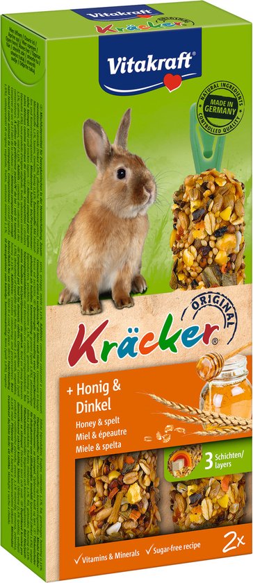 Vitakraft Dwergkonijnkracker - 2 in 1 Honing - Konijnensnack