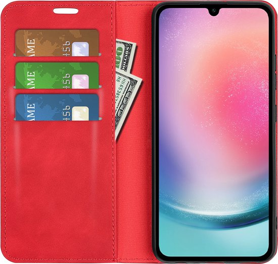 Coque pour Samsung Galaxy A16 - MobyDefend Luxe Wallet Bookcase (fermeture magnétique) - Rouge - Étui pour téléphone portable - Étui de téléphone Convient pour : Samsung Galaxy A16