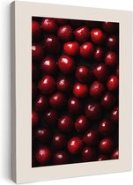 Canvas schilderij 30x40 cm - Exclusieve wanddecoratie Kersen - Rood - Muurdecoratie accessoires - Keuken decoratie muur - Schilderijen op canvas