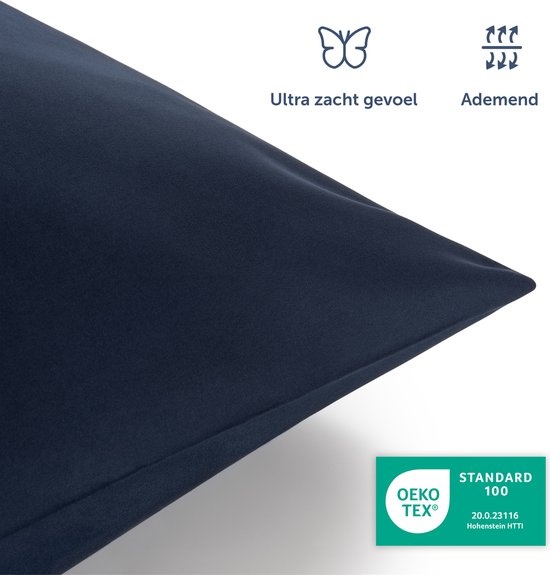 Blumtal Evolon® Housse de couette avec Kussensloop - Anti-Allergique - Contre les acariens - 200 x 200 cm - 2 Taies d'oreiller 65 x 65 cm - Bleu foncé