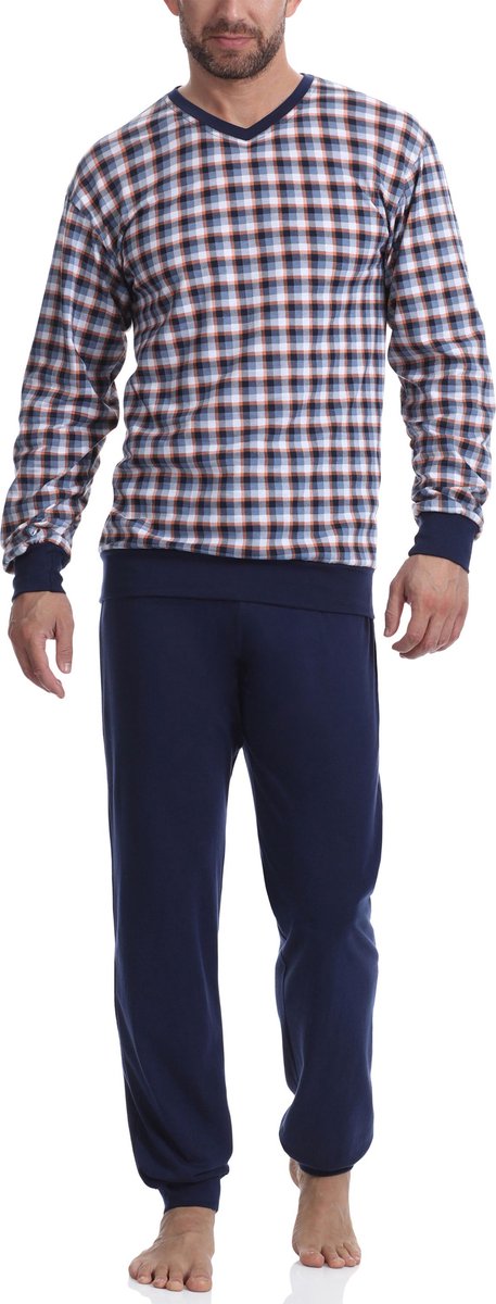 Timone Heren Pyjama - Lang mouwen – Lang broek - Katoen – 2021/18 donkerblauw – M - TI-TI30-107-PJ
