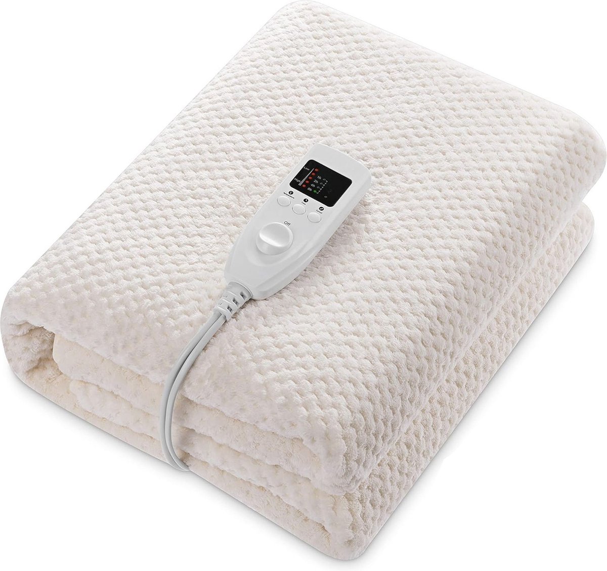 ApexArte® Elektrische Deken 1 Persoon - Warmtedeken Elektrisch - Extra Zacht - Wit