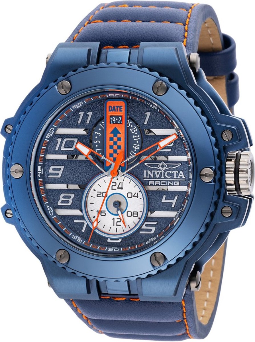 Invicta Racing 47382 Heren Horloge - Waterdicht - Analoog - Quartz Uurwerk - Roestvrij Staal met blauwe Wijzerplaat - 58mm