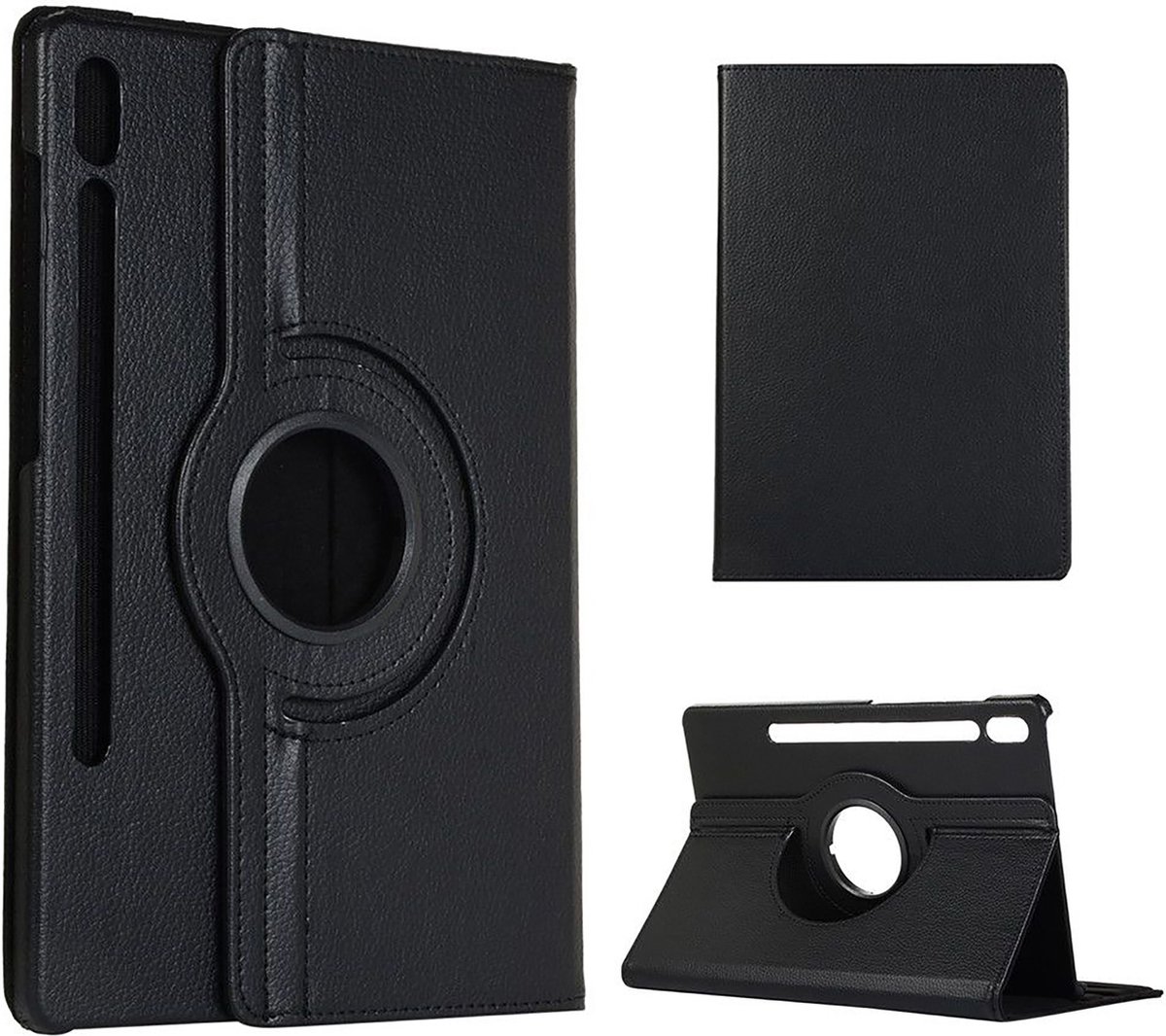 Cazy tablet Hoes geschikt voor Samsung Galaxy Tab S7 Plus - 360° Draaibare Tablet Hoes - Zwart