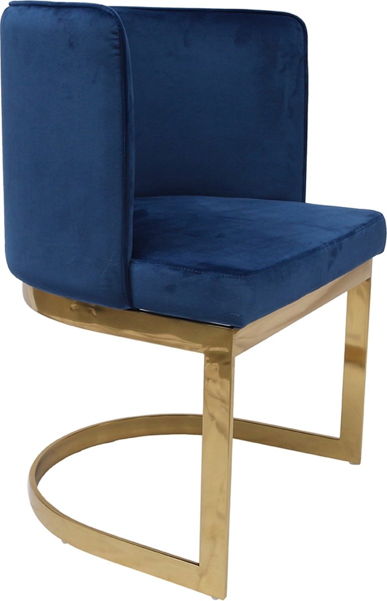 OHNO - Atlanta Eetkamerstoel - Blauw, Goud - Zachte Zitting