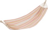 Bol.com J-Line hangmat Strepen - katoen/polyester - wit/beige/lichtroze aanbieding