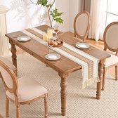 Selbro ® Tafelloper in Boho-stijl met Gehaakte Kant en Handgemaakte Kwastjes voor Diverse Tafeldecoraties
