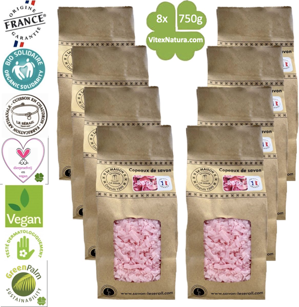 Goedkoopste Marseille zeepvlokken rozen geur | 6 kg | Ecologisch en Milieuvriendelijk | Ambacht | Le Serail