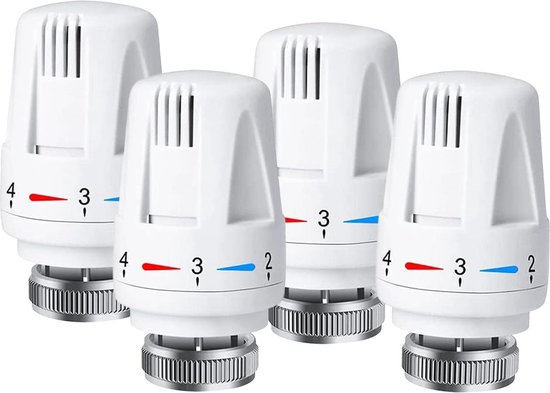 4 stuks - thermostaatknop - Radiatorknop - handwiel radiatorknop - geschikt voor danfoss radiatorthermostaatkraan - radiatorknoppen ouderwets - M30x1,5 - Wit - plastic - voor Thuis kantoor