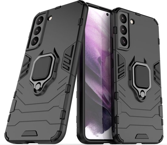 Coque Samsung Galaxy S22 Plus (S22+), MobyDefend Double Layer Armor Case avec support, Zwart | Étui pour téléphone portable / Étui pour téléphone Convient pour: Samsung Galaxy S22 Plus (S22+)