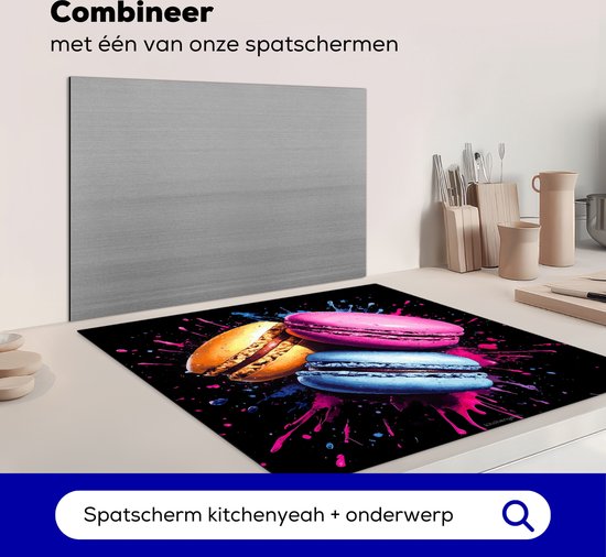 KitchenYeah® Protection plaque induction 60x60 cm - Macarons - rose - coloré - Protege plaque de cuisson - Couvre plaque induction - Protecteur d'induction - Cuisine