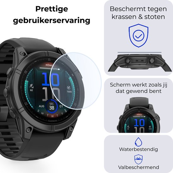 Screenprotector Geschikt voor Garmin Fenix E (47 mm) Screenprotector Glas Gehard Screen Cover - Screen Protector Geschikt voor Garmin Fenix E Screenprotector Tempered Glass - 2 PACK
