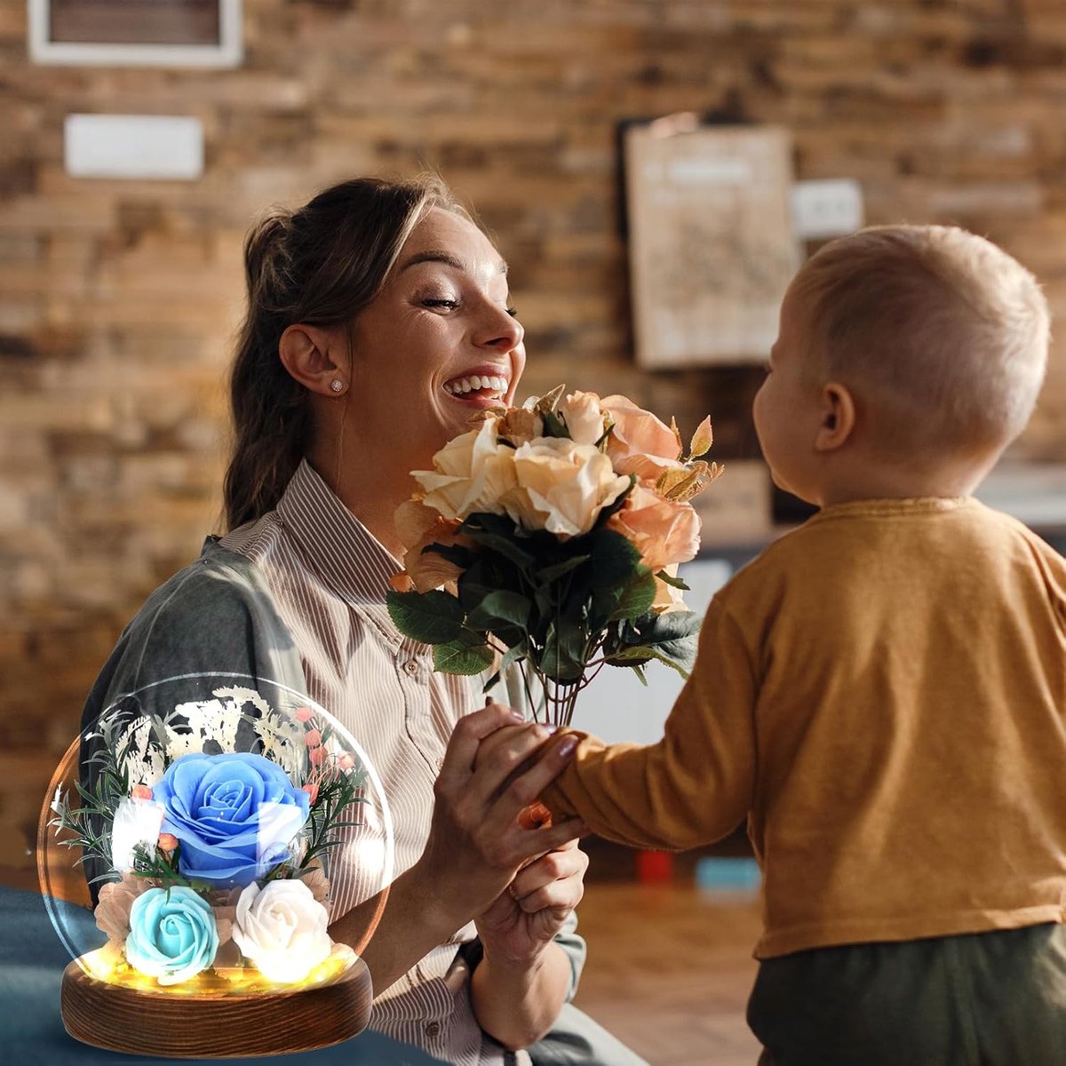 KEEPAQ Eeuwige roos in glas, engel eeuwige roos geschenkdoos, verjaardagscadeau voor vrouwen, cadeaus voor vrouwen, mama verjaardagscadeau, moederdagcadeau voor mama oma