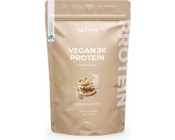 nutri+ Vegan 3K Protein - Eiwitpoeder Cookies & Cream - Veganistisch proteïne poeder - met proteïnen uit soja, erwten en zonnebloem - lactosevrij en glutenvrij - 1000 g