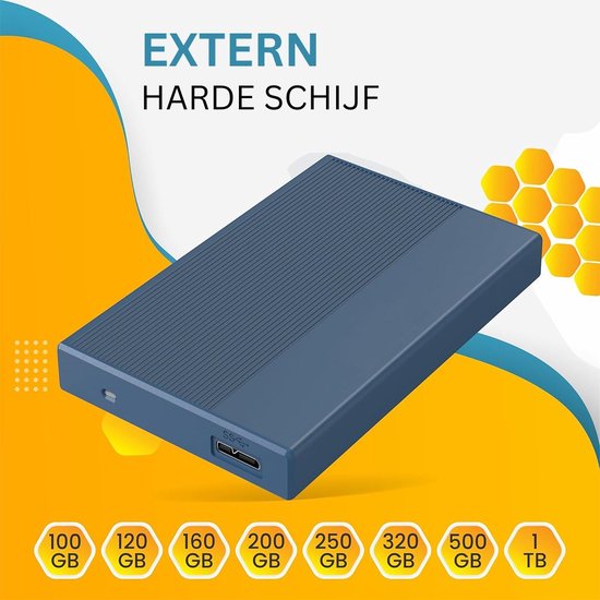 White-label Harde Schijf Extern - Draagbare - 500GB Opslag - Zwart van Merkloos — afbeelding 2
