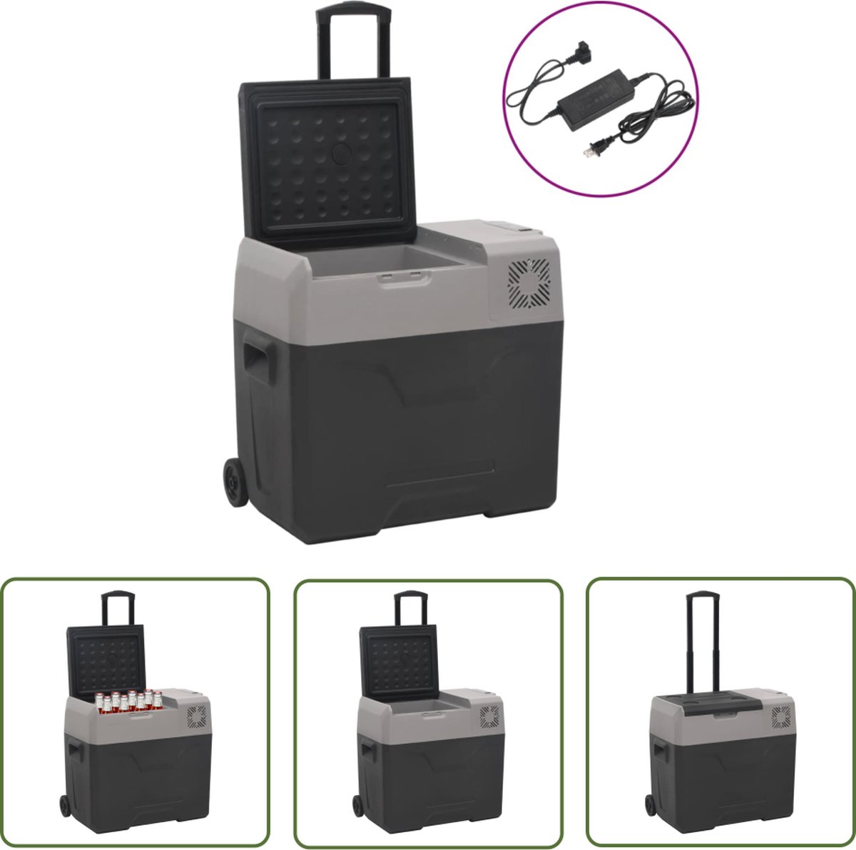 The Living Store Draagbare koelbox - Grote inhoud - Efficiënte koeling - Dubbele modus - Autoaccu bescherming - Anti-trillingsfunctie - Draagbaar ontwerp - Zwart en grijs - 40L