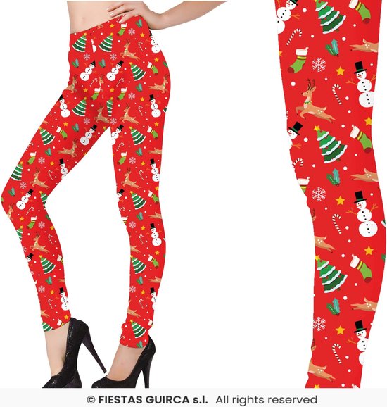 Rode Kerstmis Legging Prints - Maat M