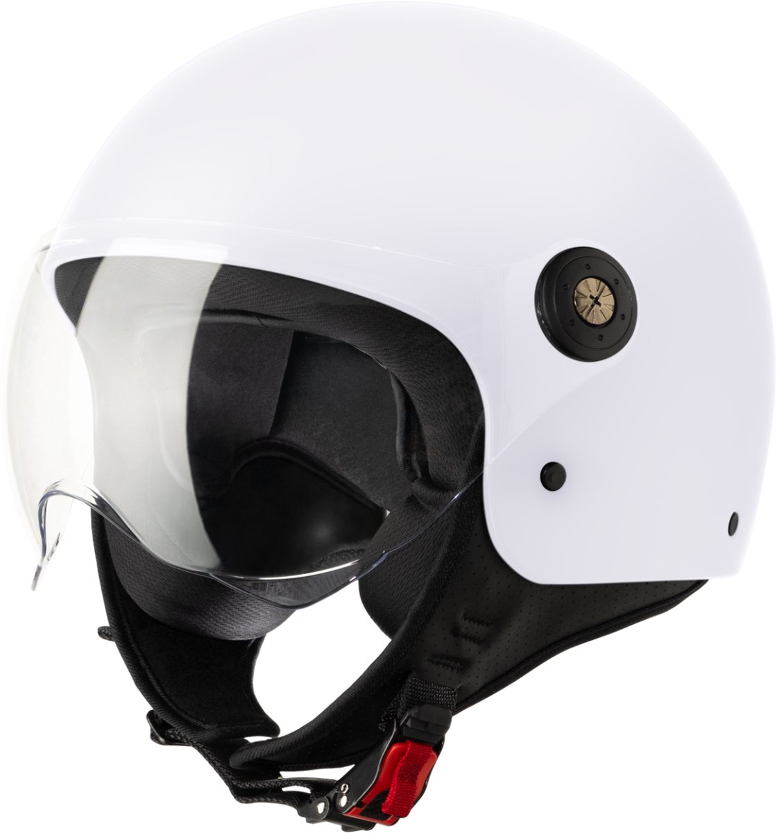 VINZ Duoro Jethelm met Vizier | Scooterhelm & Motorhelm & Brommerhelm & Snorfietshelm | ECE 22.06 goedgekeurd | Lichtgewicht 1100 gram | Inclusief Opbergzak | Wit - M